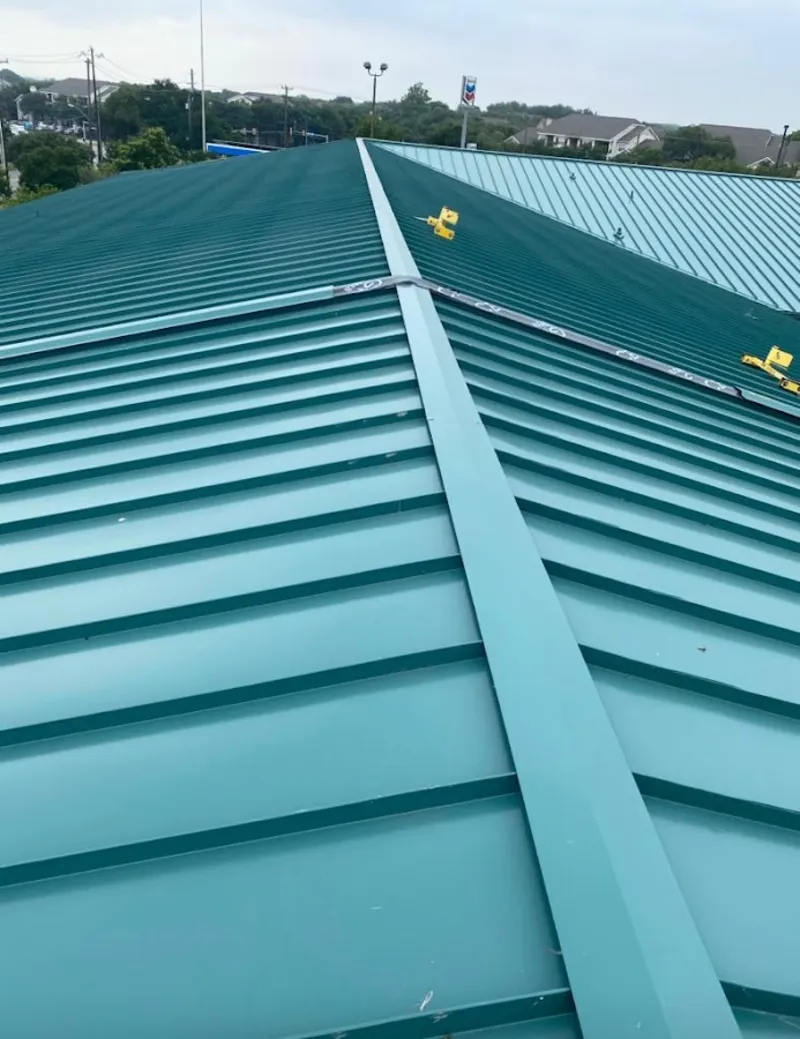 Green commercial metal roof ridge and valley for Metal Roof Repair in Peoria
